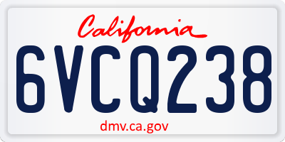CA license plate 6VCQ238