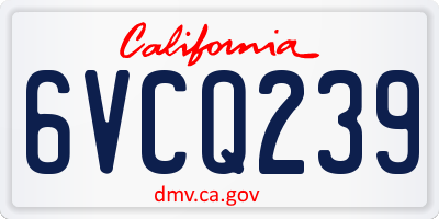 CA license plate 6VCQ239