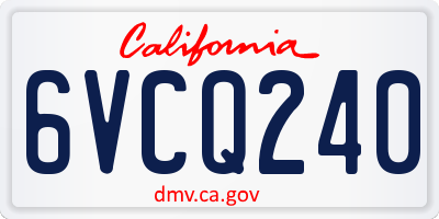 CA license plate 6VCQ240
