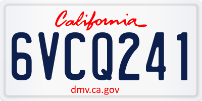 CA license plate 6VCQ241