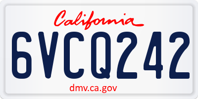 CA license plate 6VCQ242