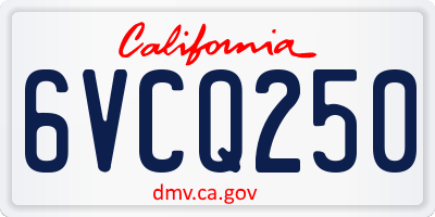 CA license plate 6VCQ250
