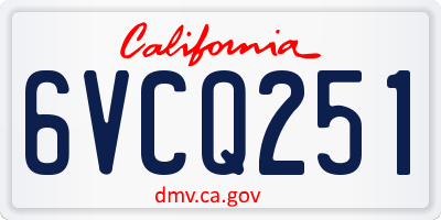 CA license plate 6VCQ251