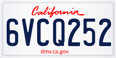 CA license plate 6VCQ252
