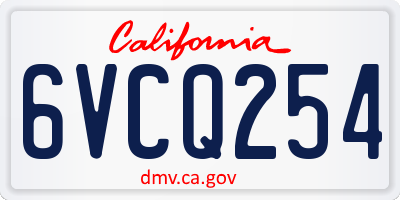 CA license plate 6VCQ254