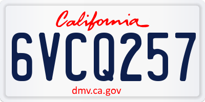 CA license plate 6VCQ257