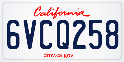 CA license plate 6VCQ258