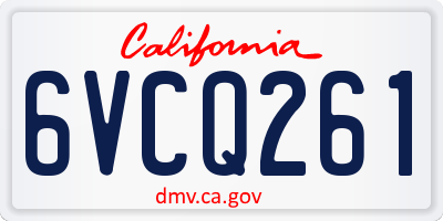 CA license plate 6VCQ261