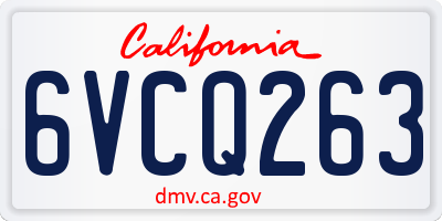 CA license plate 6VCQ263