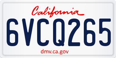 CA license plate 6VCQ265