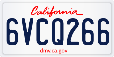 CA license plate 6VCQ266