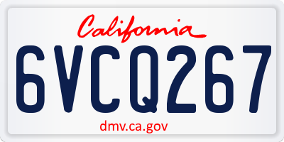 CA license plate 6VCQ267