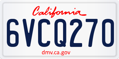 CA license plate 6VCQ270