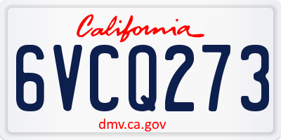 CA license plate 6VCQ273