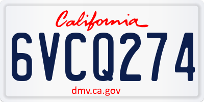 CA license plate 6VCQ274