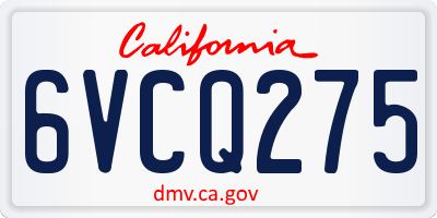 CA license plate 6VCQ275
