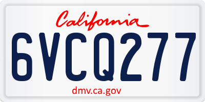 CA license plate 6VCQ277
