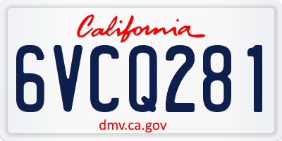 CA license plate 6VCQ281