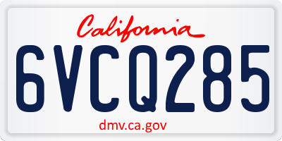 CA license plate 6VCQ285