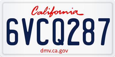 CA license plate 6VCQ287