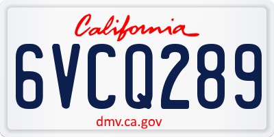CA license plate 6VCQ289