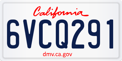 CA license plate 6VCQ291