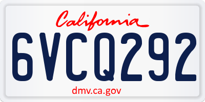 CA license plate 6VCQ292