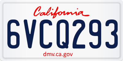 CA license plate 6VCQ293