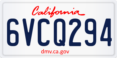 CA license plate 6VCQ294