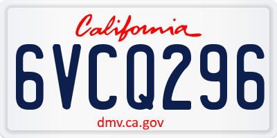 CA license plate 6VCQ296