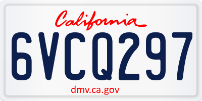 CA license plate 6VCQ297