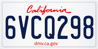 CA license plate 6VCQ298