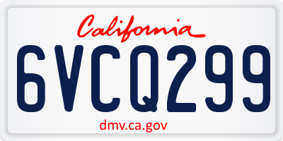 CA license plate 6VCQ299