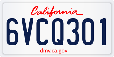 CA license plate 6VCQ301