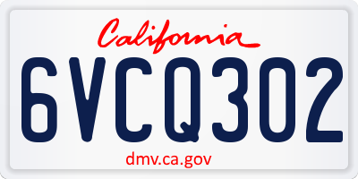 CA license plate 6VCQ302