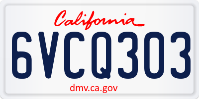 CA license plate 6VCQ303