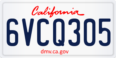 CA license plate 6VCQ305