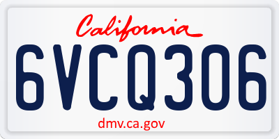 CA license plate 6VCQ306