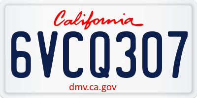 CA license plate 6VCQ307