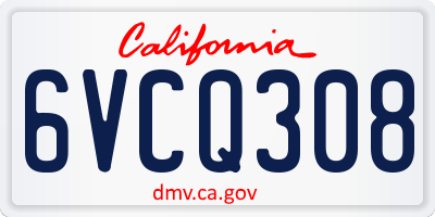 CA license plate 6VCQ308