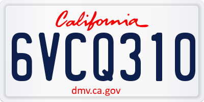 CA license plate 6VCQ310