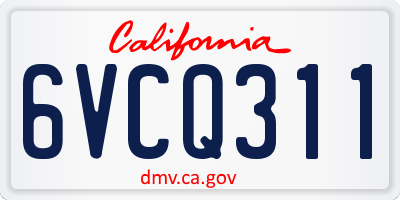 CA license plate 6VCQ311