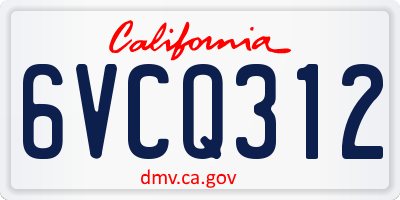 CA license plate 6VCQ312
