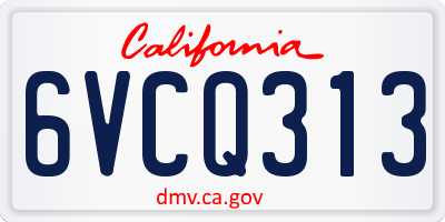 CA license plate 6VCQ313