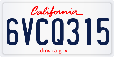 CA license plate 6VCQ315