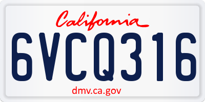 CA license plate 6VCQ316