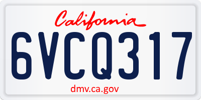 CA license plate 6VCQ317