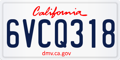 CA license plate 6VCQ318