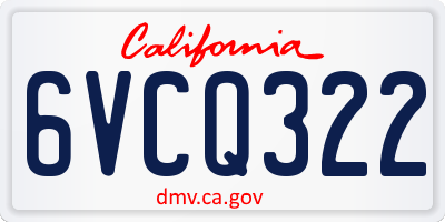 CA license plate 6VCQ322