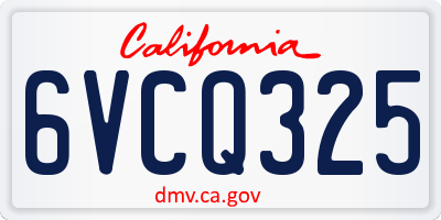 CA license plate 6VCQ325